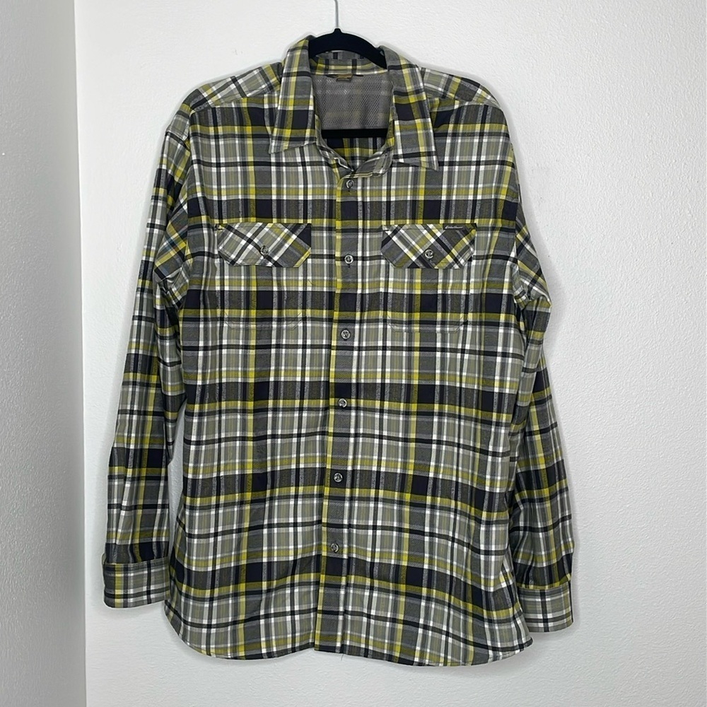 Eddie Bauer Yellow Long Sleeve Plaid Flannel